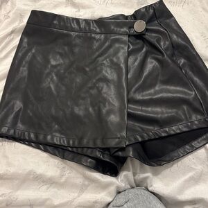Women's Black Faux Leather Shorts